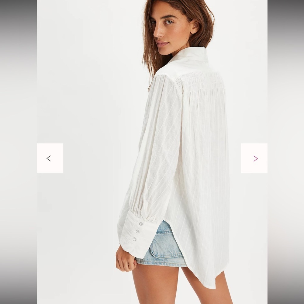 Free People We The Free Evening Edit Shirt Medium Color: Clean Ivory NWT - Picture 2 of 6